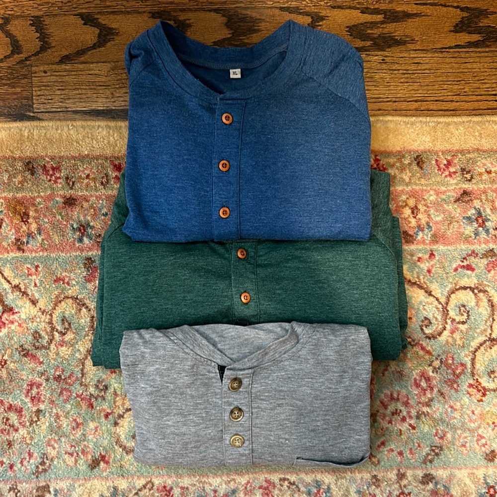 Men 3 button Henley long sleeve